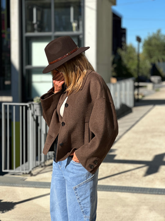 Manteau laine court choco M2433