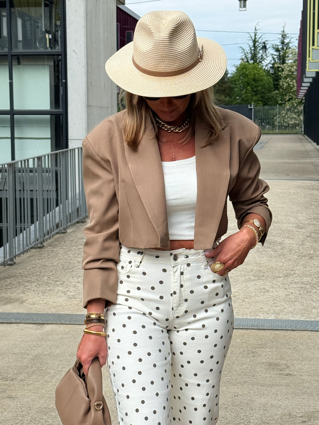 Blazer court taille oversize Taupe V7957