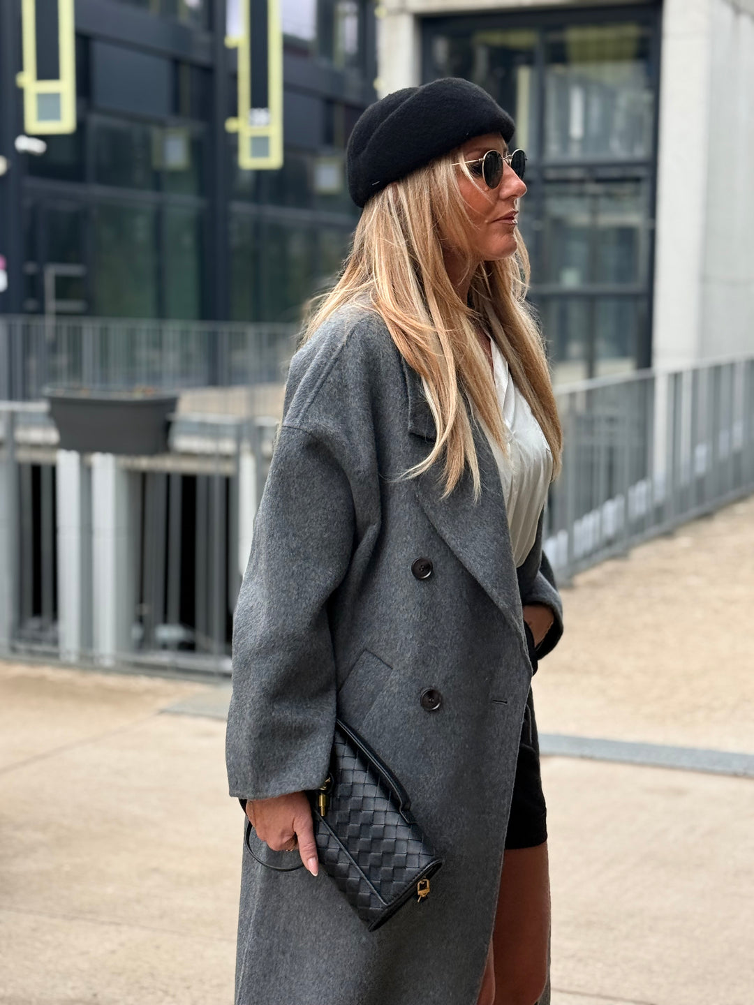 Manteau Laine long col Gris 014