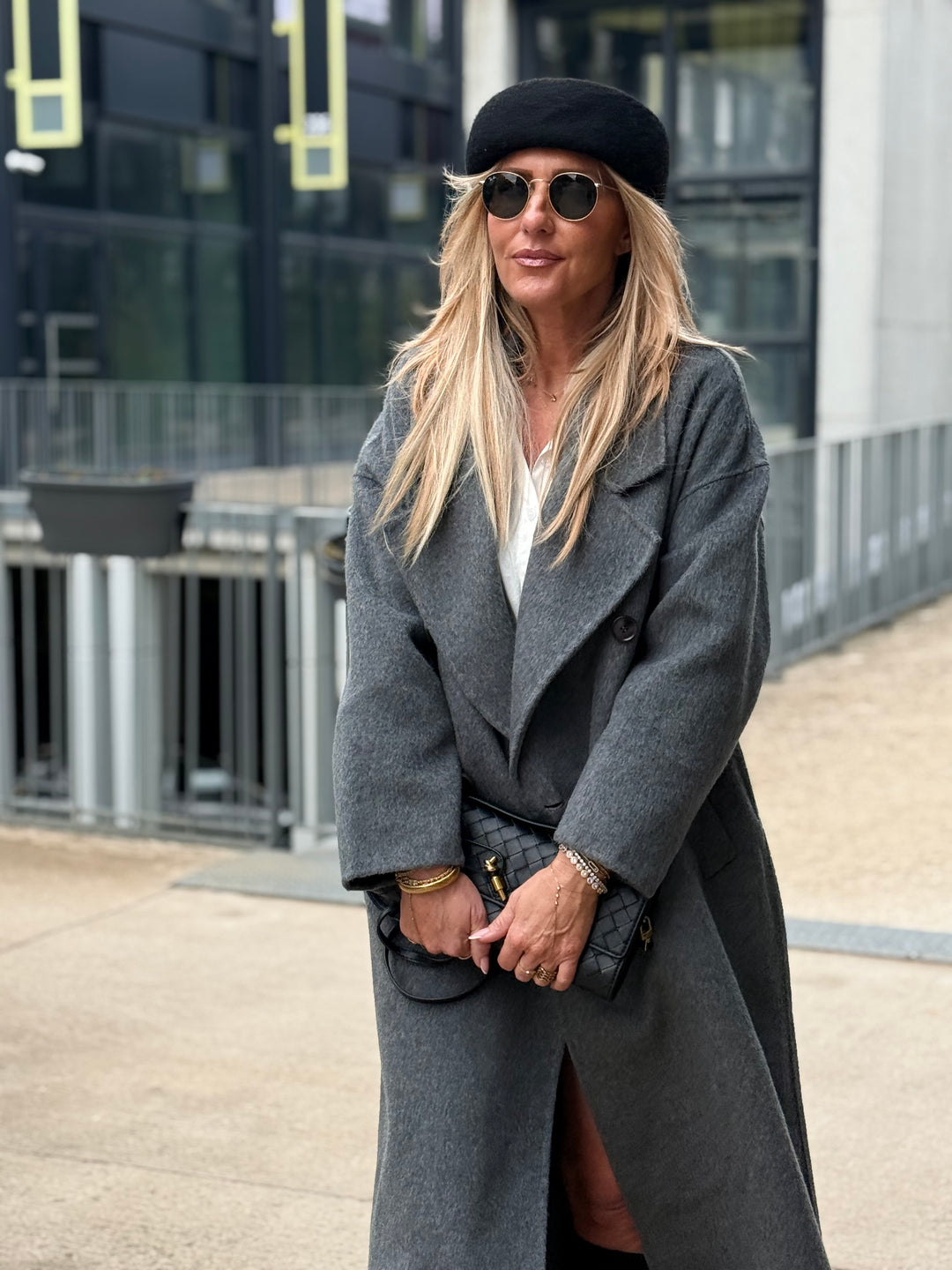 Manteau Laine long col Gris 014