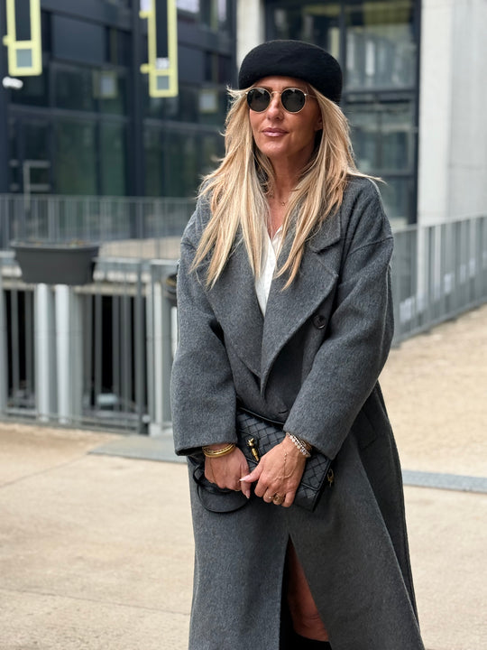 Manteau Laine long col Gris 014