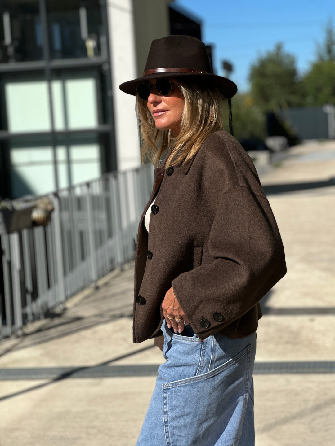 Manteau laine court choco M2433