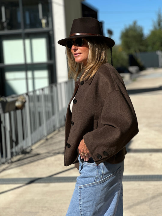 Manteau laine court choco M2433