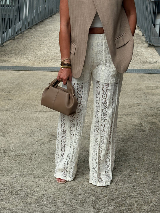 Pantalon dentelle ivoire 11720