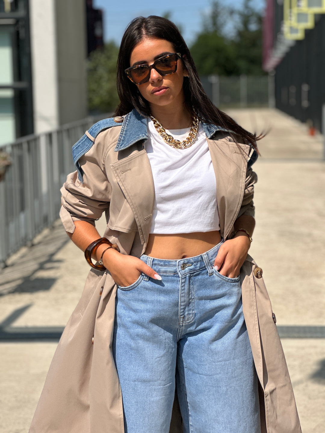 Trench milong taupe jean W105-1