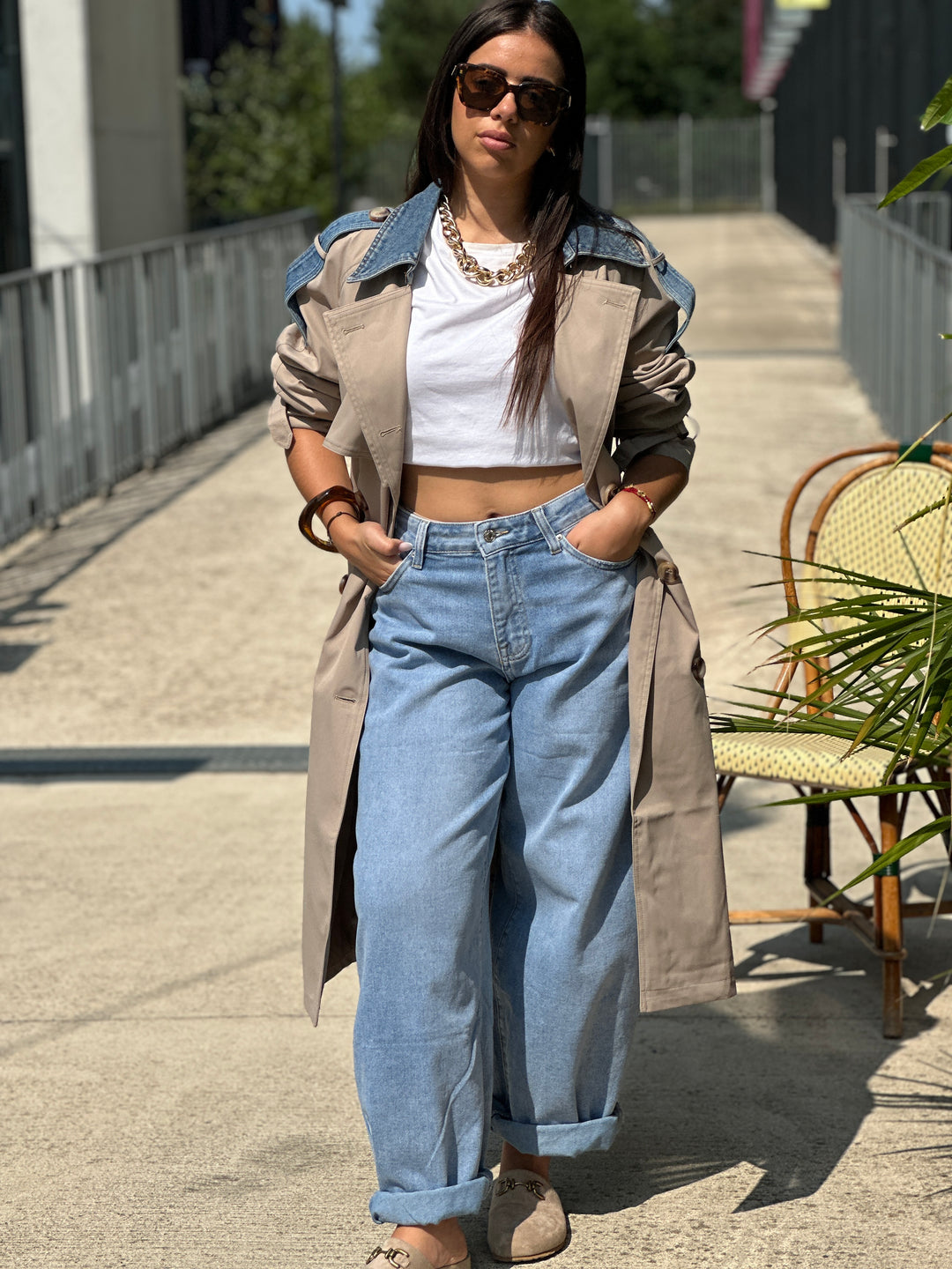 Trench milong taupe jean W105-1