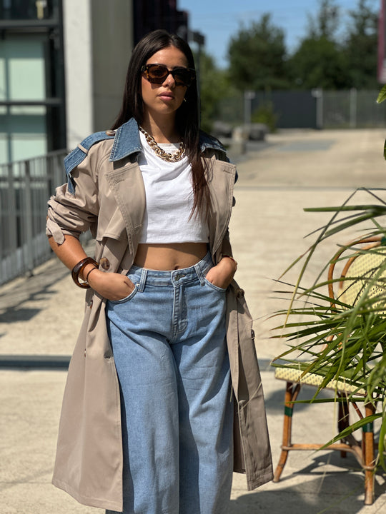 Trench milong taupe jean W105-1