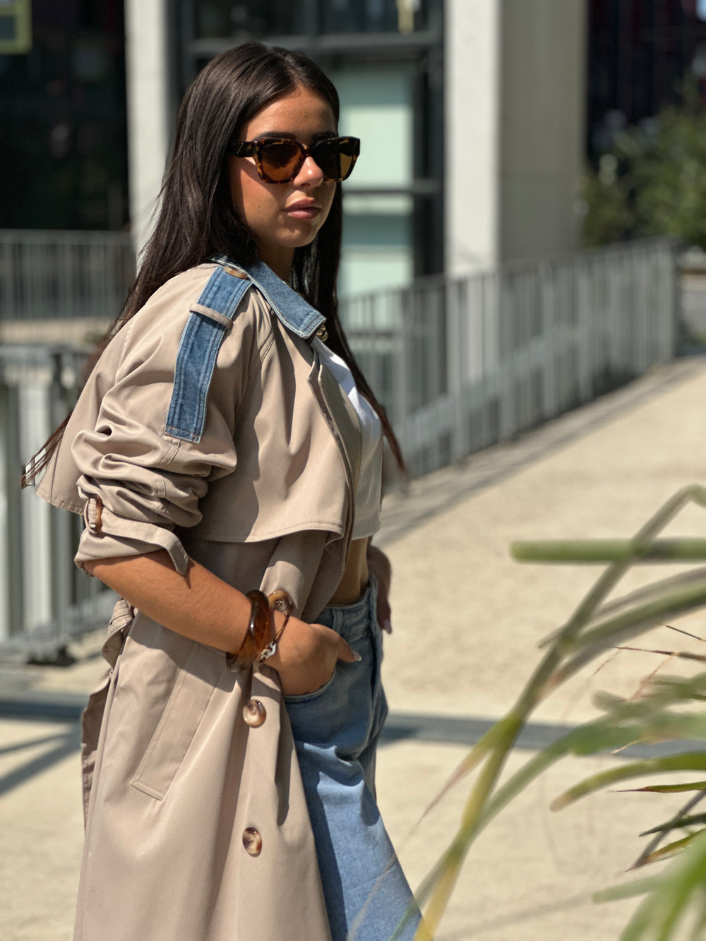 Trench milong taupe jean W105-1