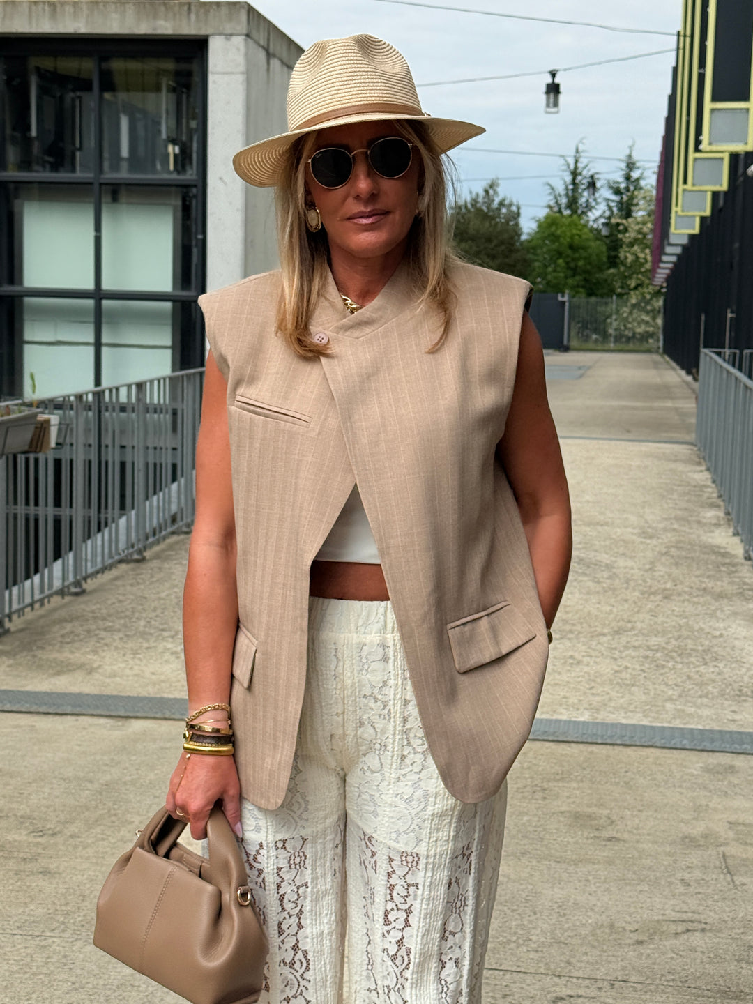 Blazer sans manches Taupe ST15616
