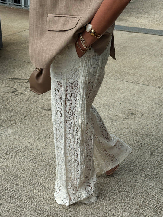 Pantalon dentelle ivoire 11720