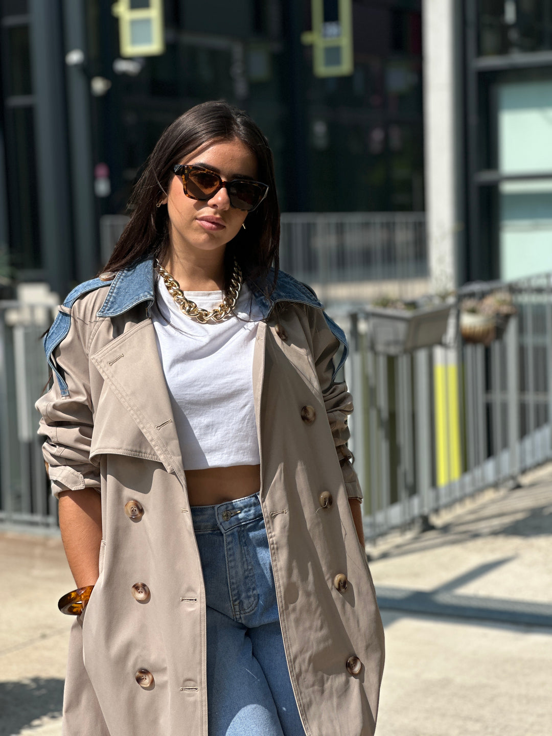 Trench milong taupe jean W105-1