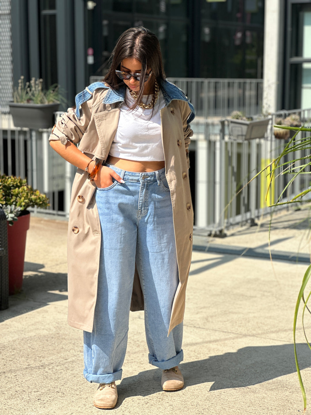 Trench milong taupe jean W105-1