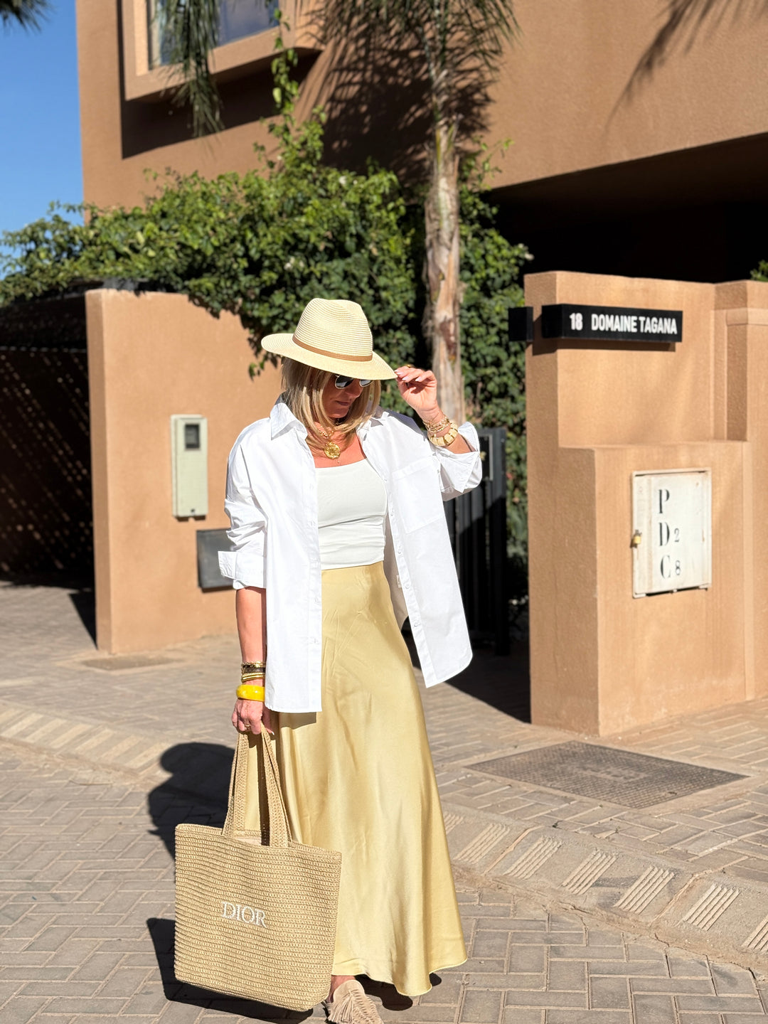 Jupe satin Uni Jaune