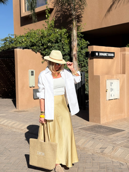 Jupe satin Uni Jaune