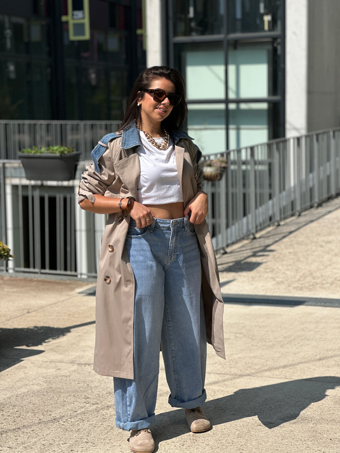 Trench milong taupe jean W105-1