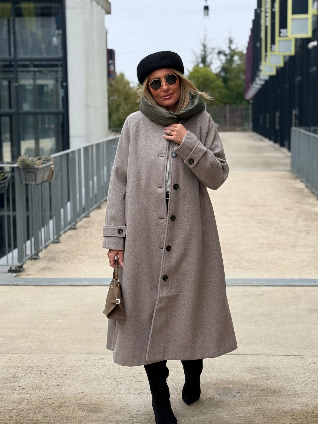 MANTEAU LONG À CAPUCHE Taupe/kaki 9206