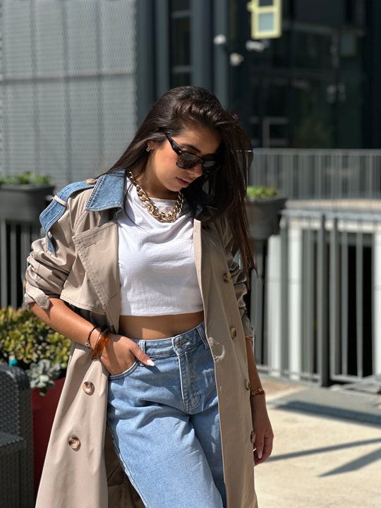 Trench milong taupe jean W105-1