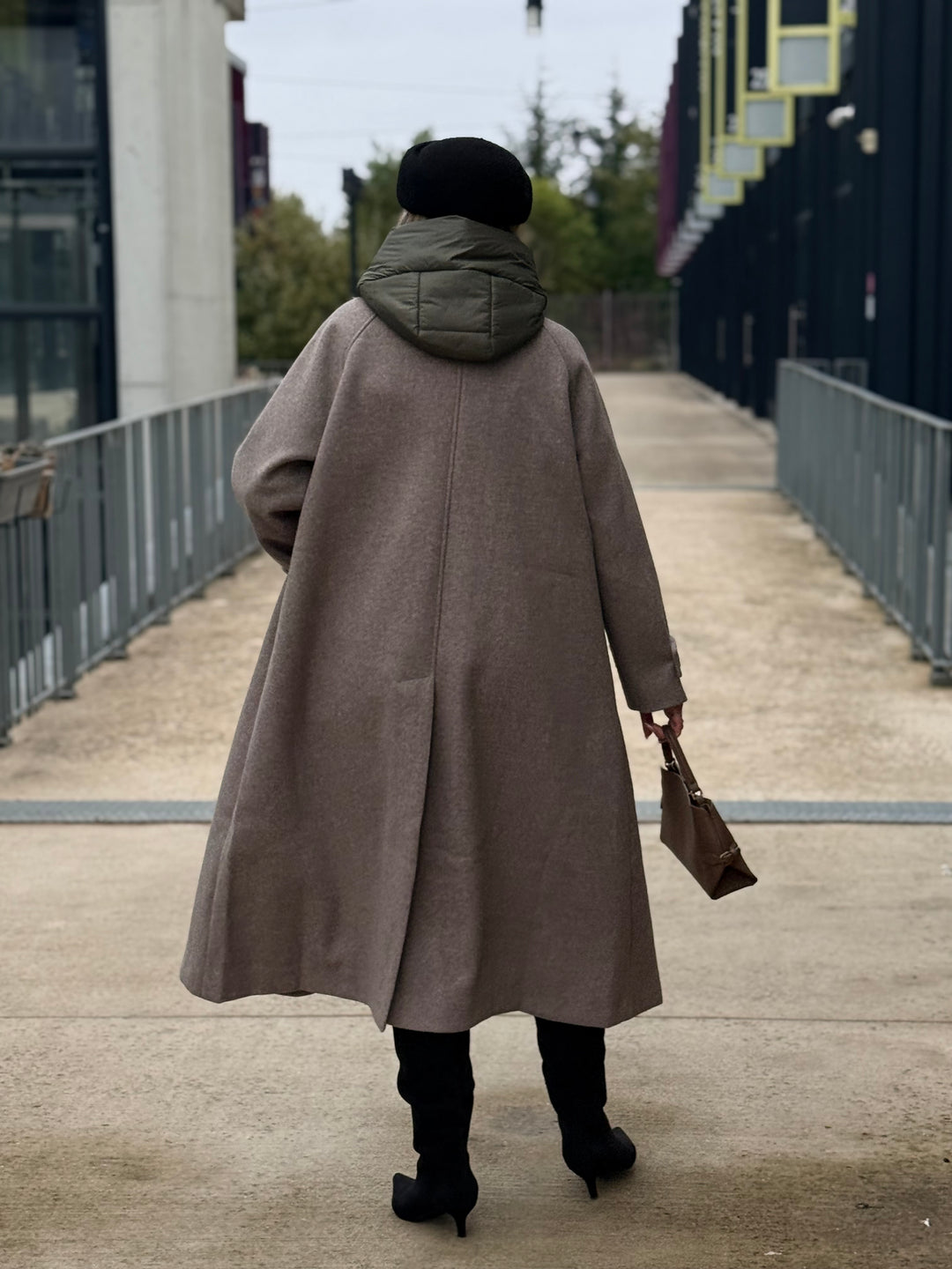 MANTEAU LONG À CAPUCHE Taupe/kaki 9206