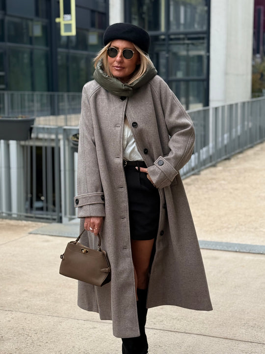 MANTEAU LONG À CAPUCHE Taupe/kaki 9206