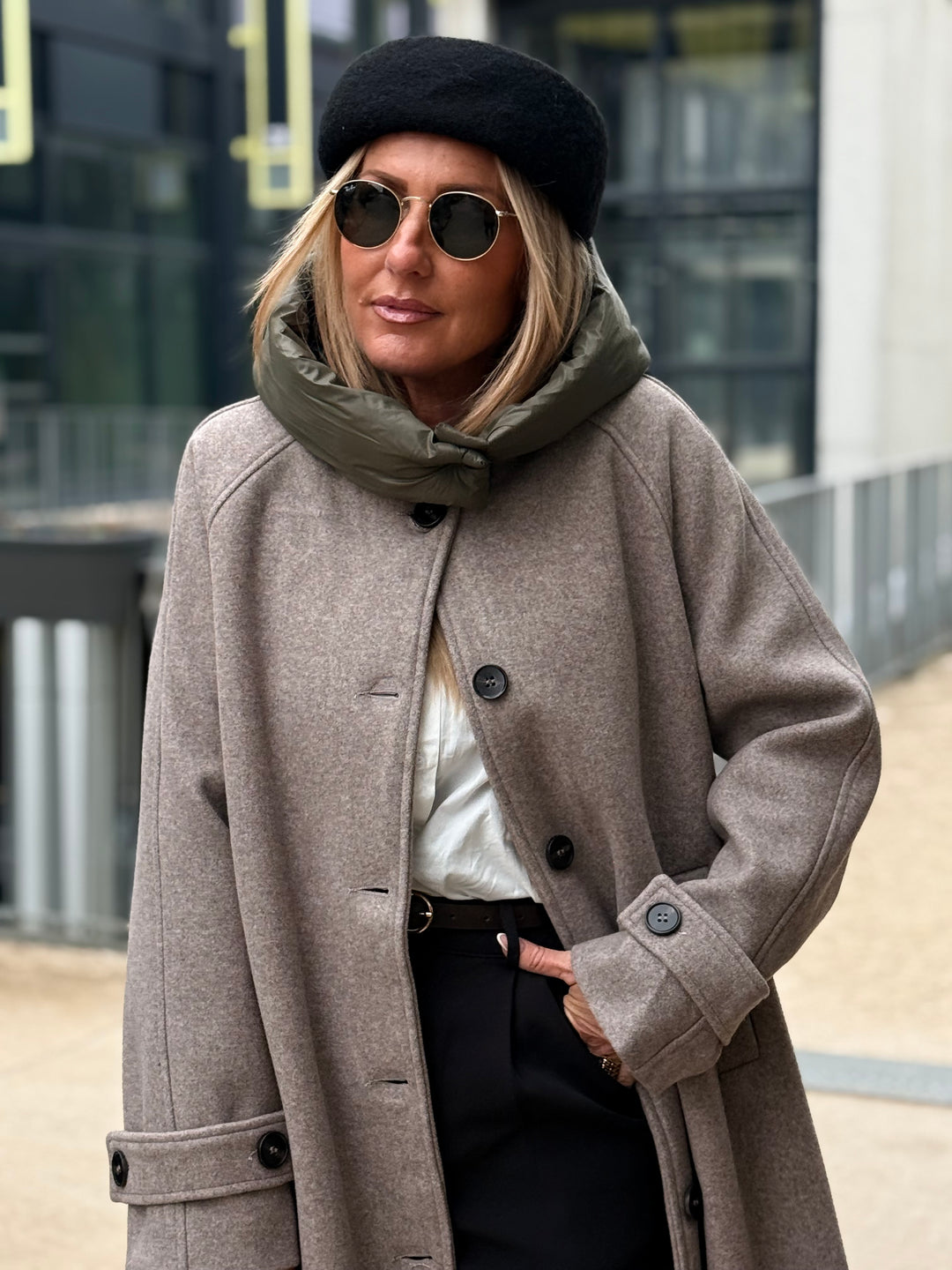 MANTEAU LONG À CAPUCHE Taupe/kaki 9206
