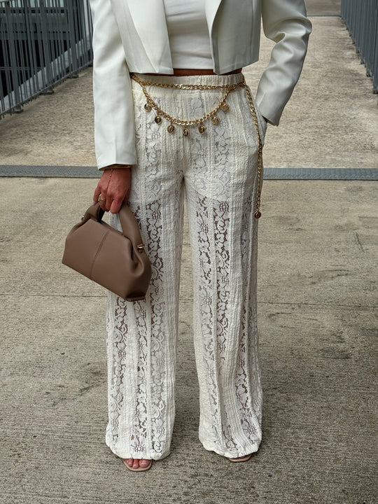 Pantalon dentelle ivoire 11720