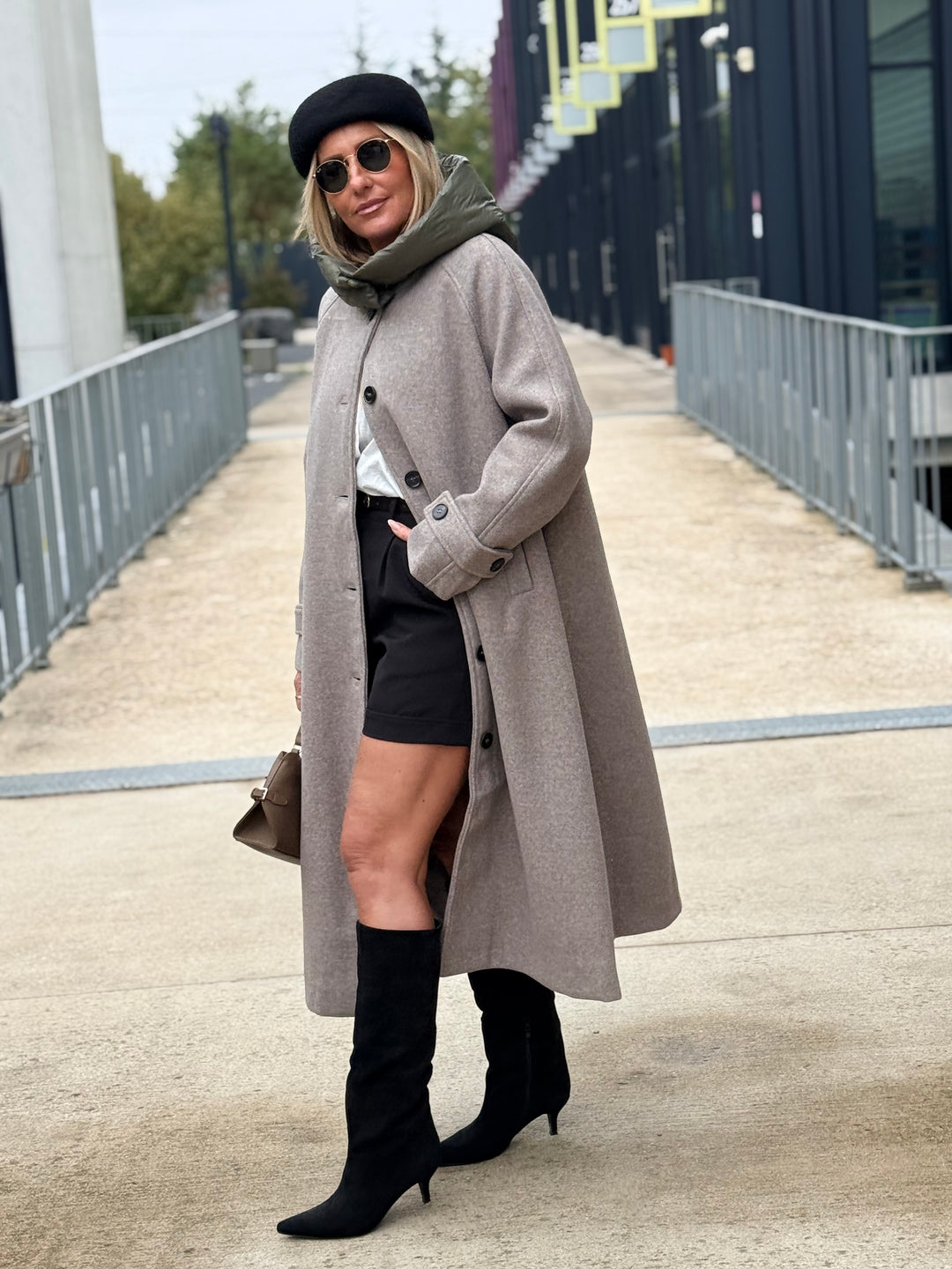 MANTEAU LONG À CAPUCHE Taupe/kaki 9206