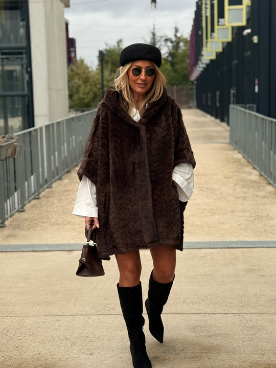 Poncho fourrure Maeva choco