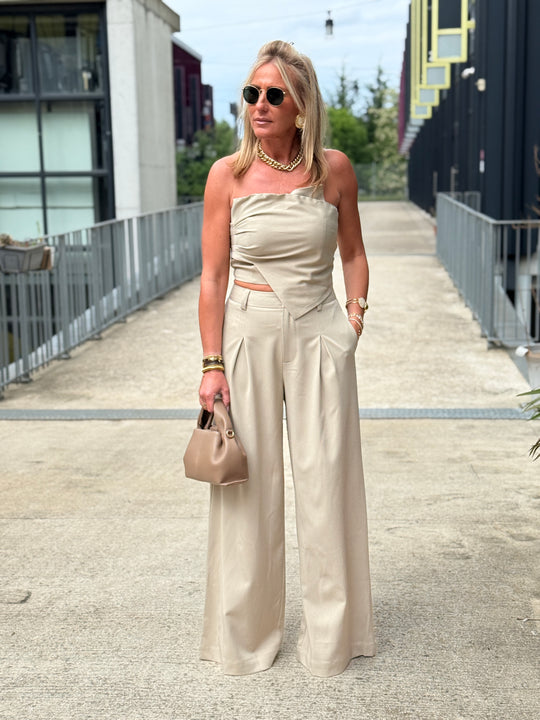 Ensemble bustier pantalon beige
