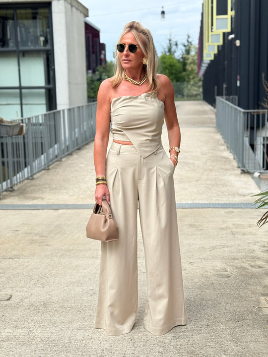 Ensemble bustier pantalon beige