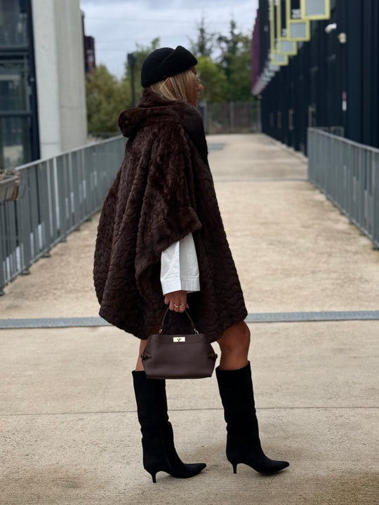 Poncho fourrure Maeva choco