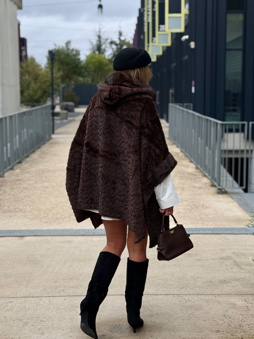 Poncho fourrure Maeva choco