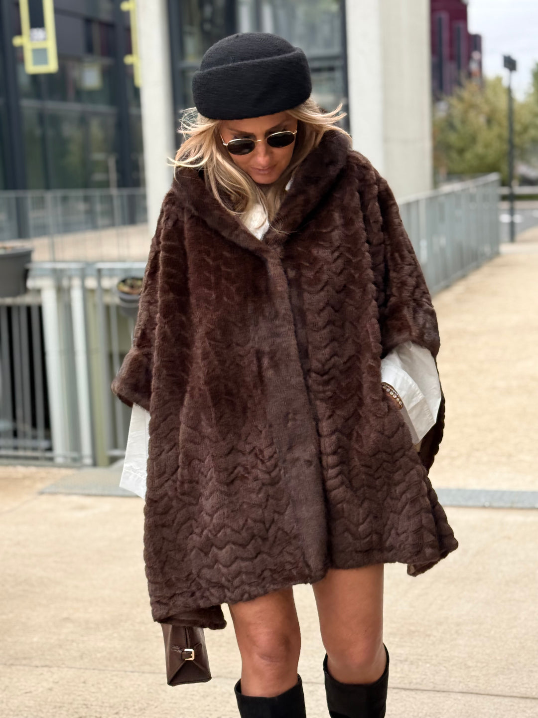 Poncho fourrure Maeva choco