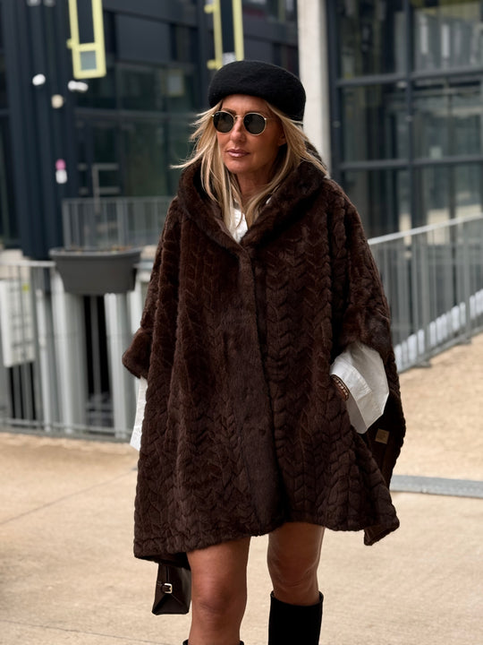 Poncho fourrure Maeva choco
