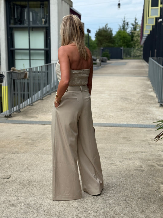 Ensemble bustier pantalon beige