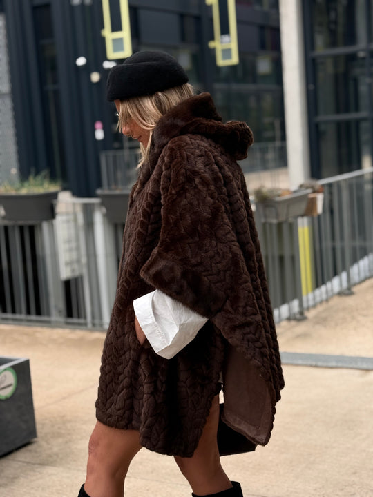 Poncho fourrure Maeva choco