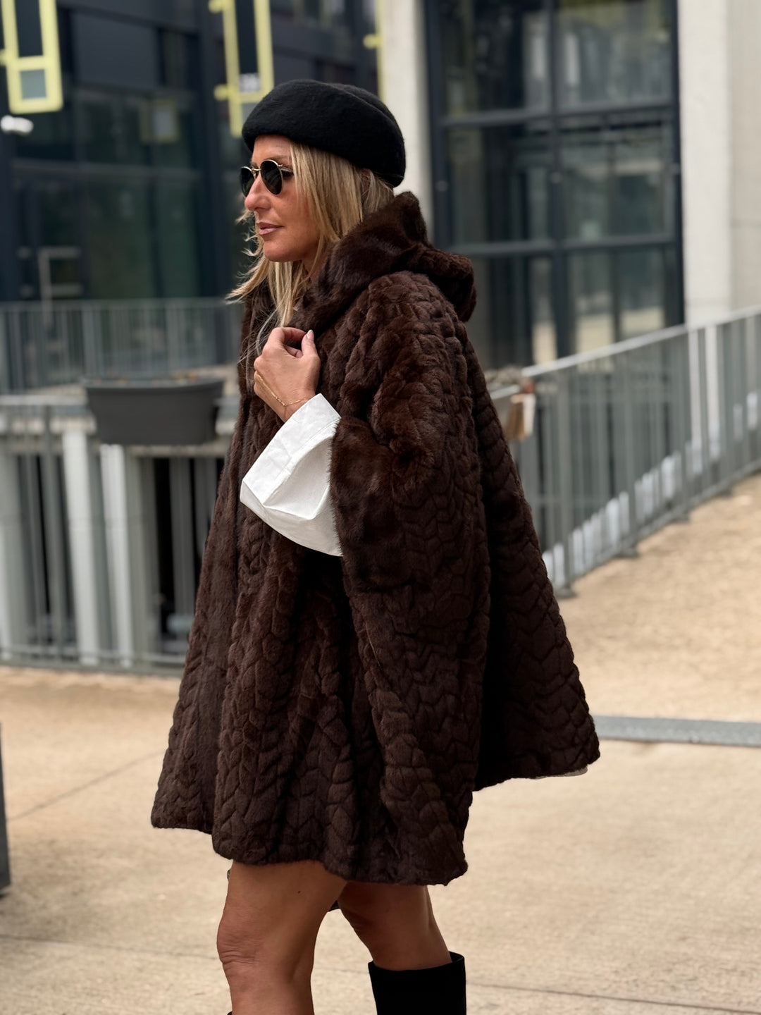 Poncho fourrure Maeva choco