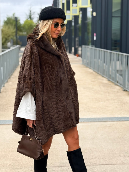Poncho fourrure Maeva choco