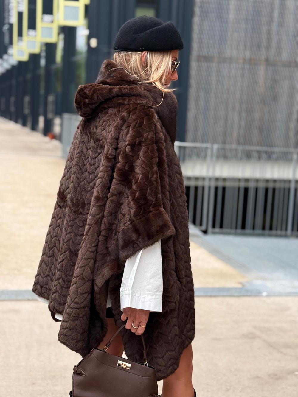 Poncho fourrure Maeva choco