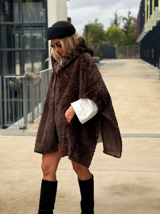 Poncho fourrure Maeva choco