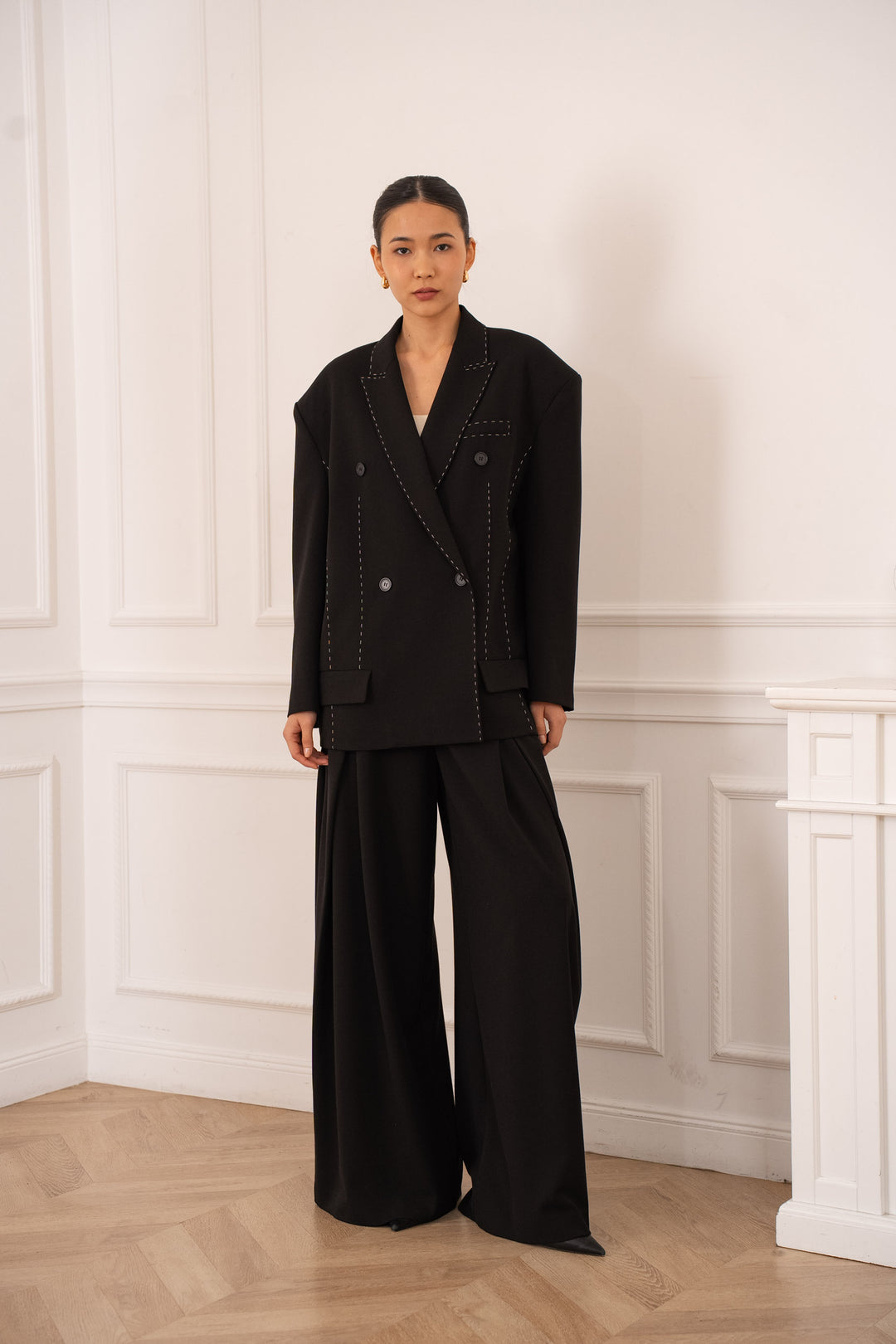 Blazer noir couture v9903