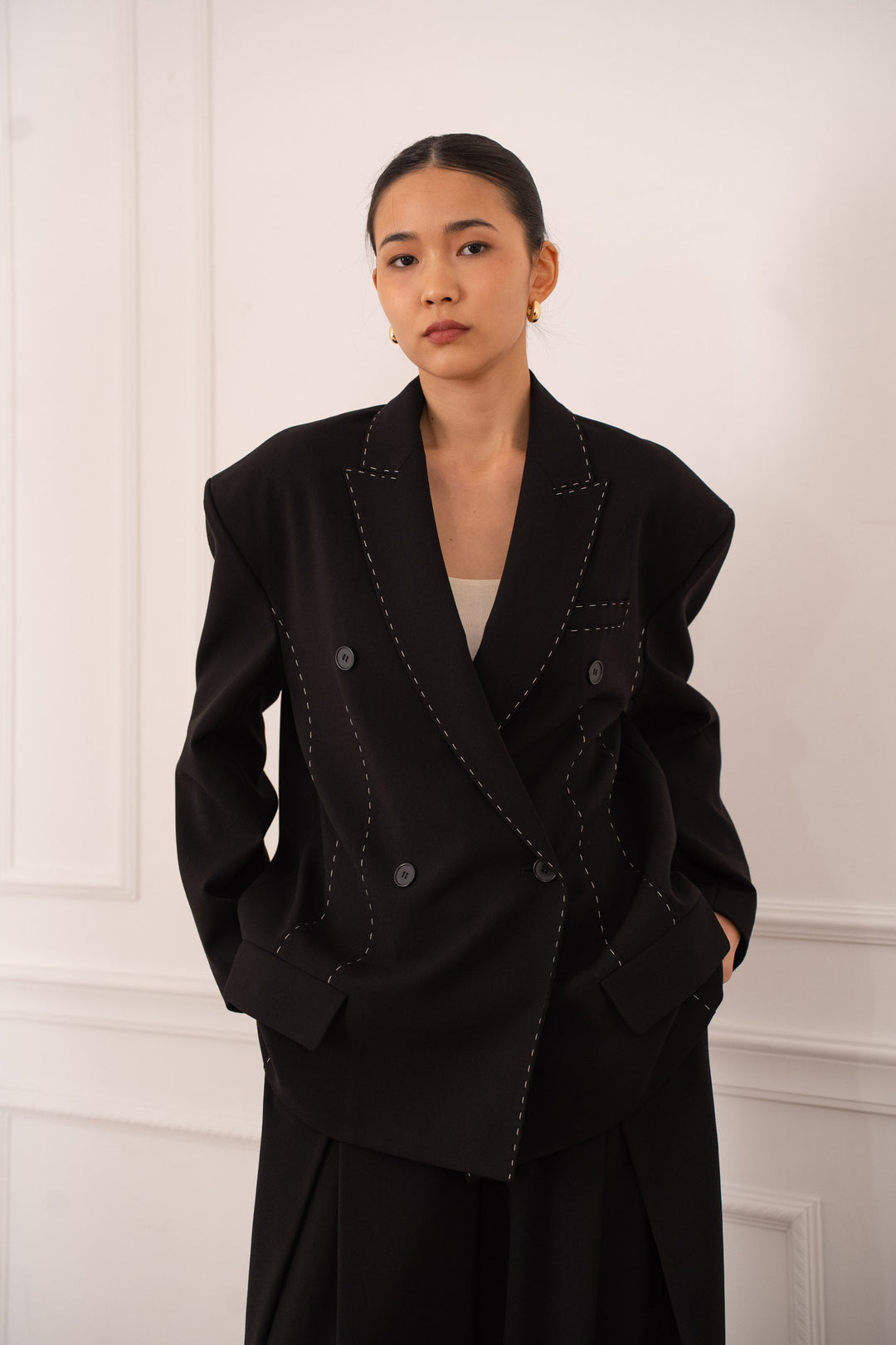 Blazer noir couture v9903