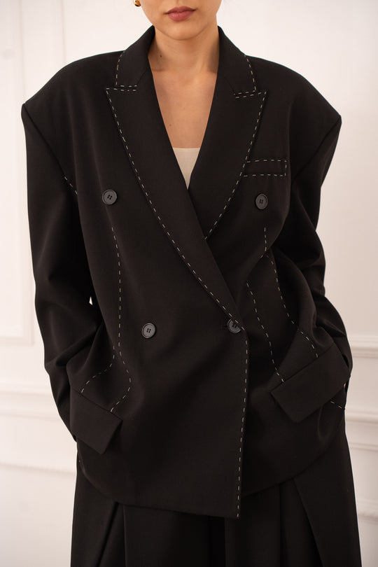 Blazer noir couture v9903