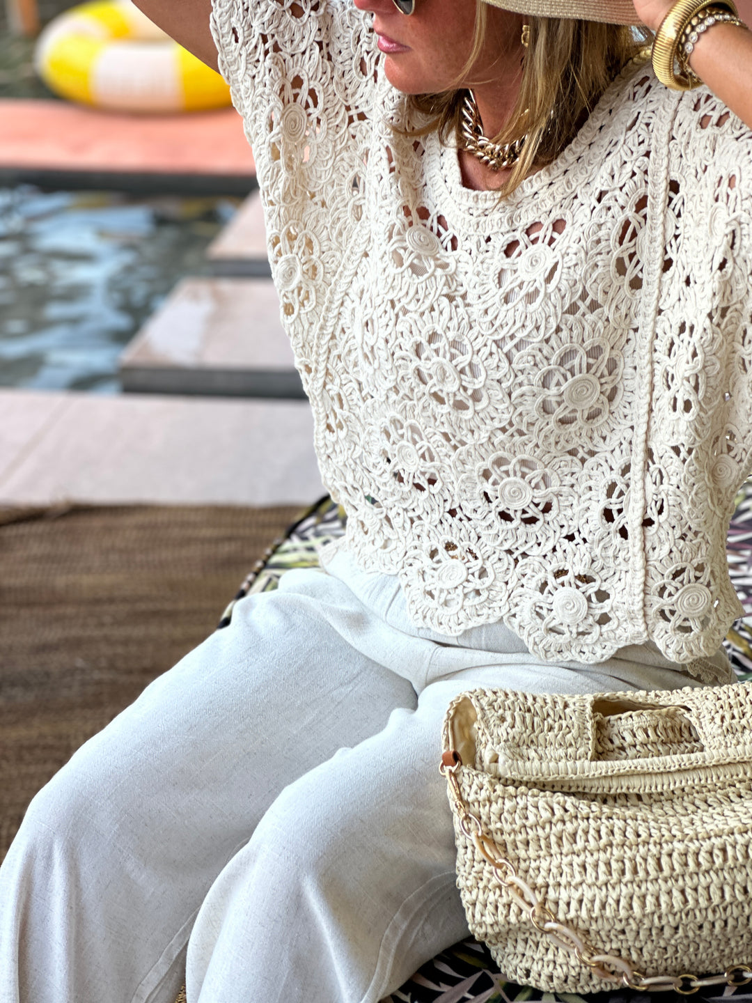 Top crochet beige /chi-094