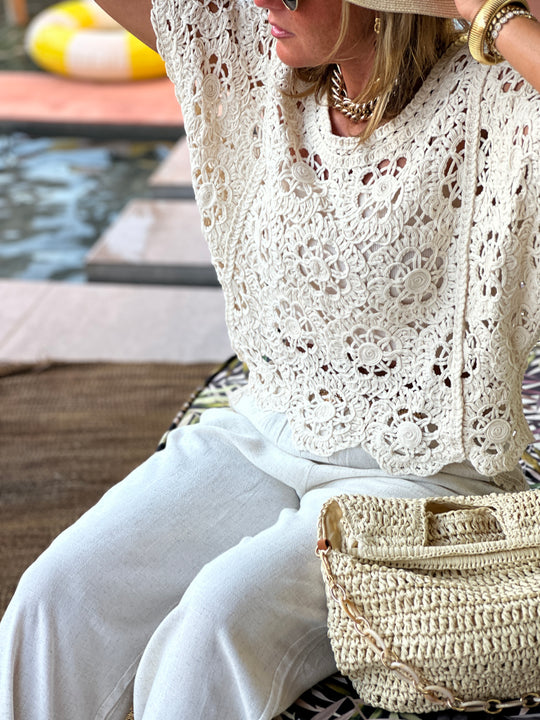 Top crochet beige /chi-094