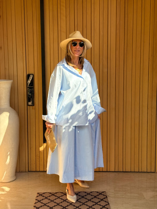 Ensemble chemise + jupe Bleu 3253+3255