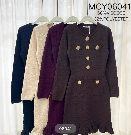 Robe choco milong boutons or 06041