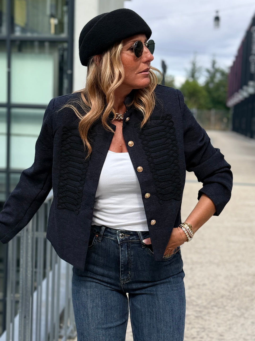 Veste officier bouton or Bleu Jean 7105