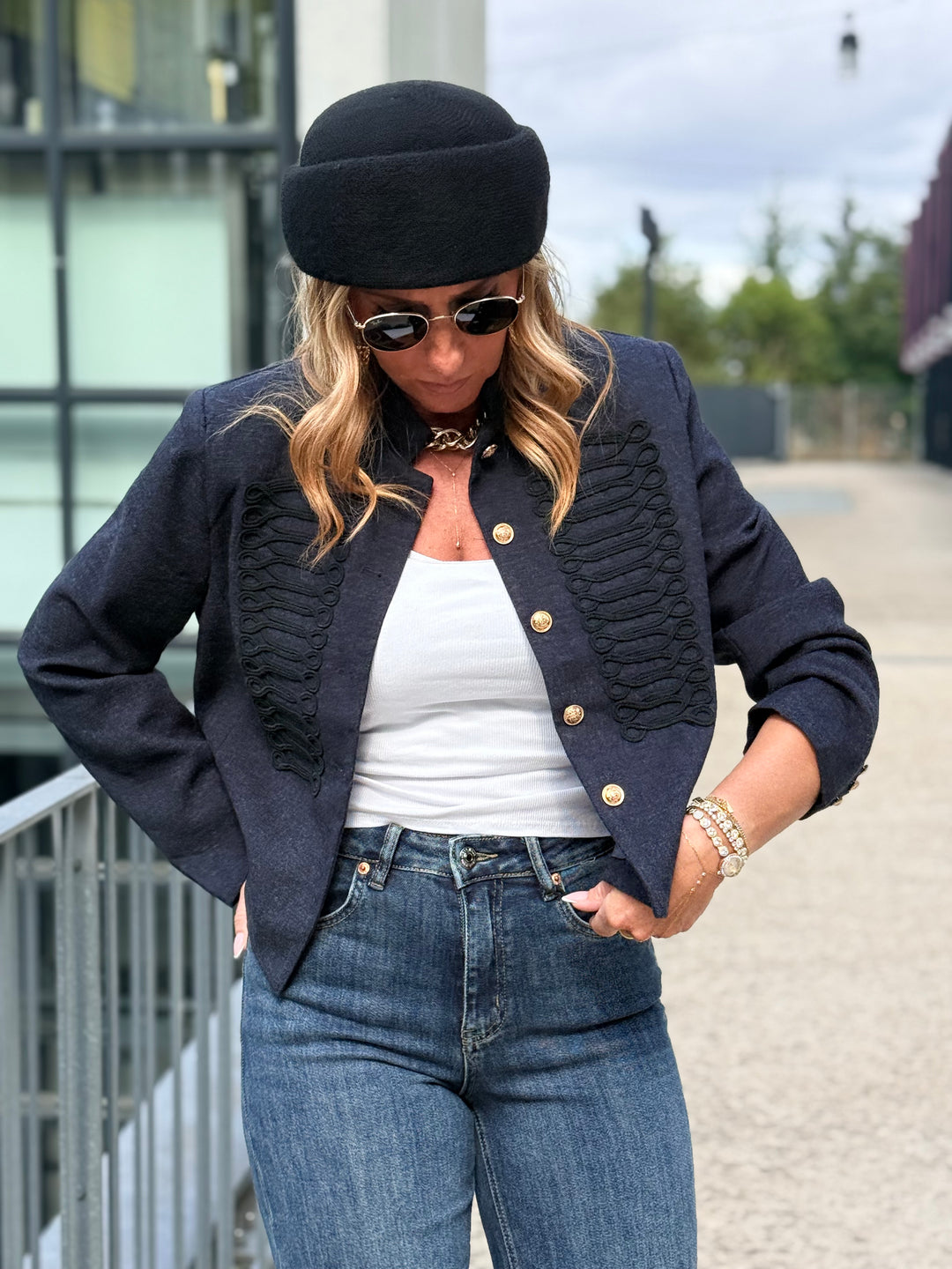 Veste officier bouton or Bleu Jean 7105