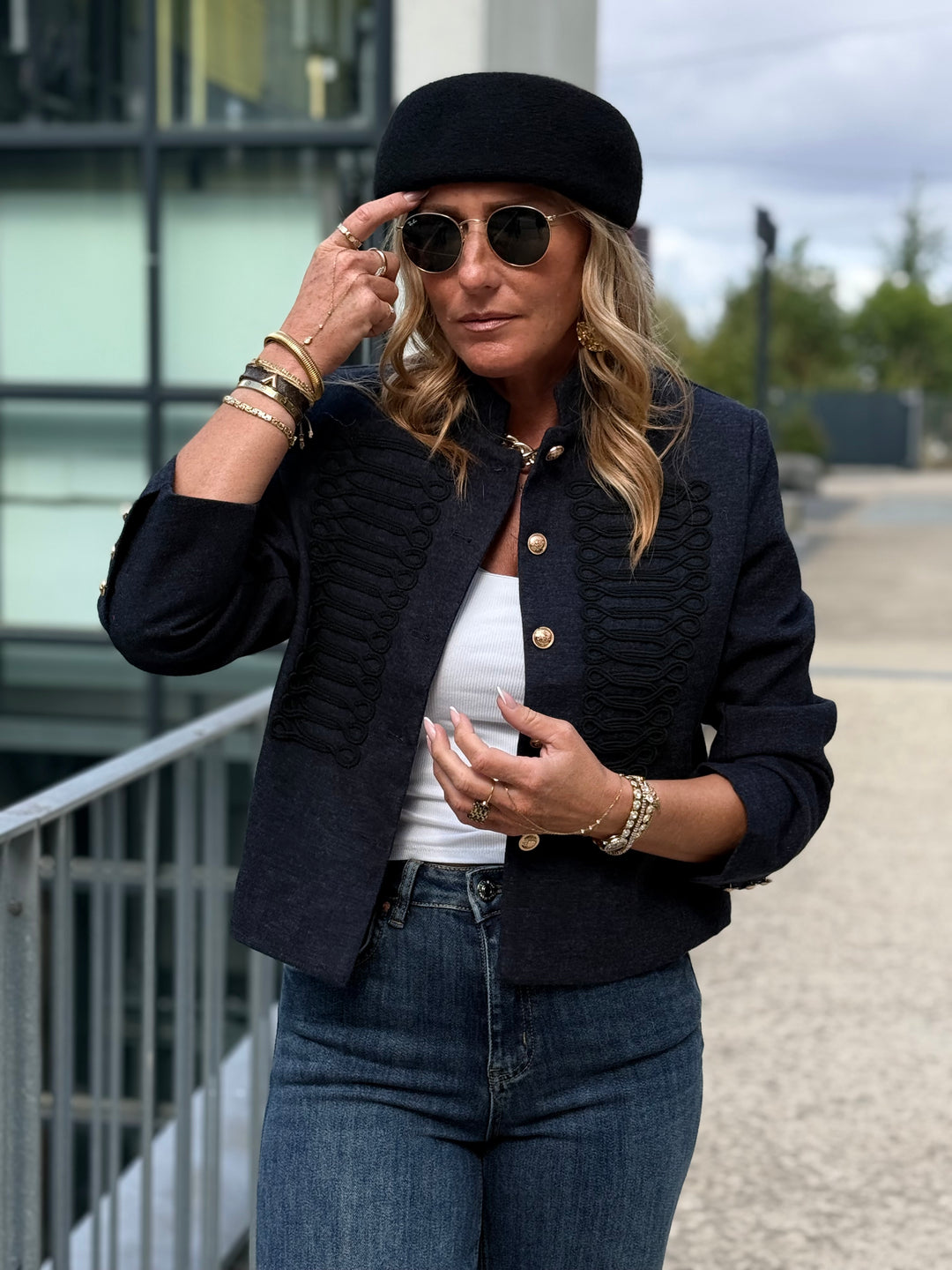 Veste officier bouton or Bleu Jean 7105
