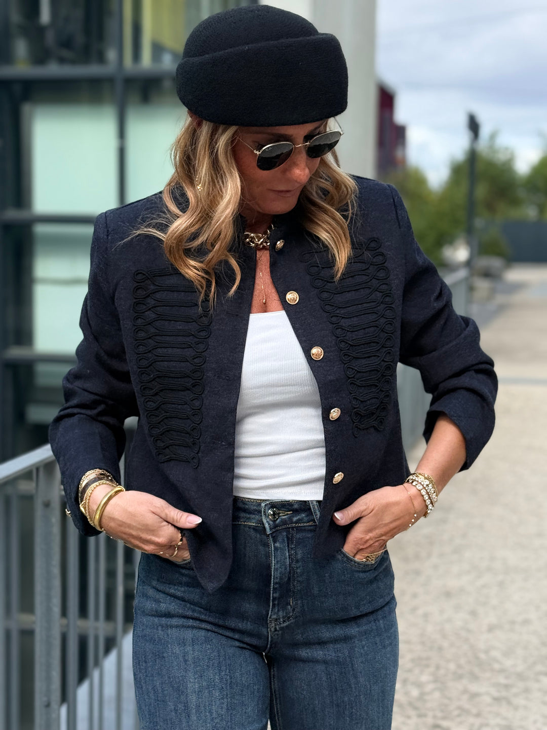 Veste officier bouton or Bleu Jean 7105